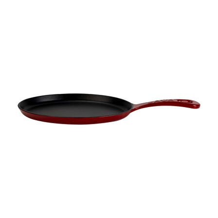 Lava Döküm Oval Fajita Tabağı Döküm Demir Yekpare Saplı Ölçü 17x23cm.-Bordo