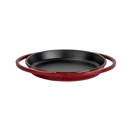 Lava Döküm Yuvarlak Sahan Döküm Demir Yekpare Çift Kulplu Çap(Ø)20cm.-Bordo