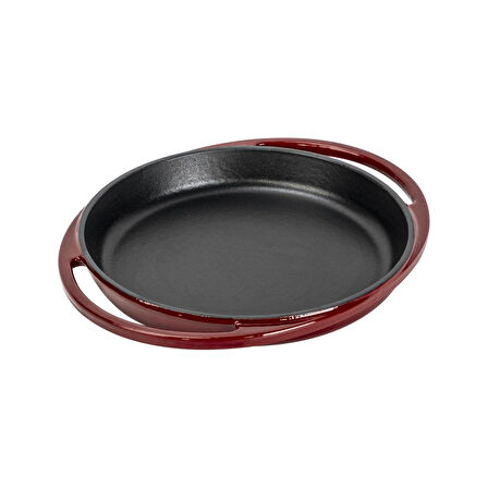 Lava Döküm Yuvarlak Sahan Döküm Demir Yekpare Çift Kulplu Çap(Ø)20cm.-Bordo