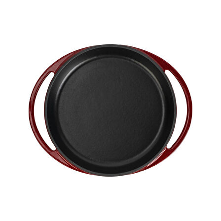 Lava Döküm Yuvarlak Sahan Döküm Demir Yekpare Çift Kulplu Çap(Ø)20cm.-Bordo