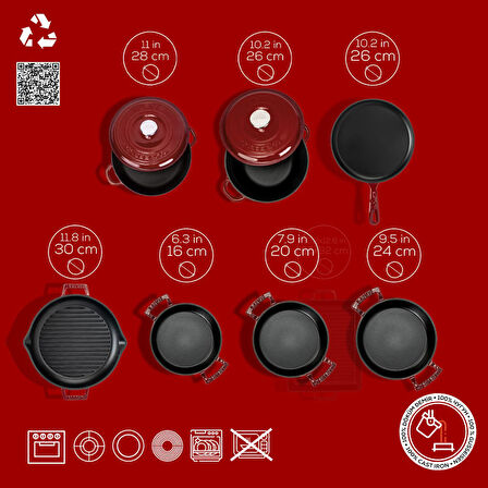 LAVA Bordo Döküm Set – Göz Alıcı Renk, Uzun Ömürlü Döküm Kalitesi