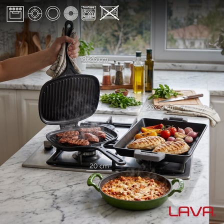 LAVA Döküm Tost ve Izgara Seti 3'lü Tost Ustası