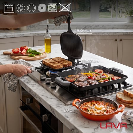 LAVA Döküm Tost ve Izgara Seti 3'lü Tost Ustası