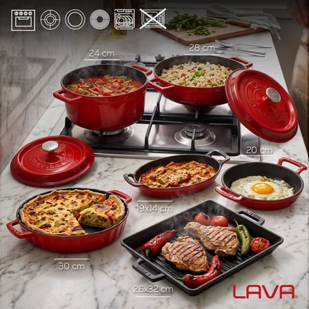 LAVA Döküm Tencere Tava Aile Seti 6'lı