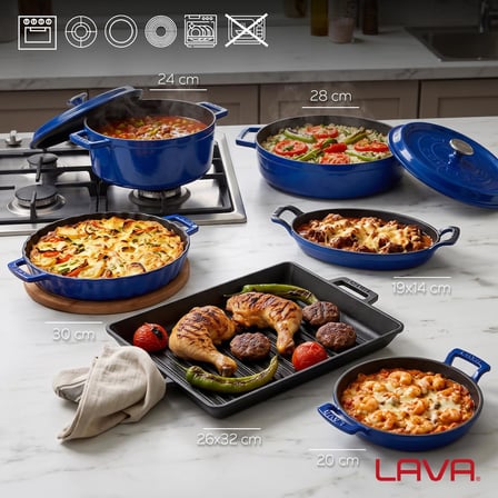 LAVA Döküm Tencere Tava Aile Seti 6'lı
