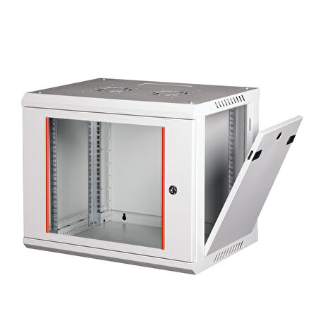 LANDE - 9U 19" Duvar Tipi Rack Kabinet – Genişlik: 600 mm | Derinlik: 450 mm – Açık Gri (Demonte)