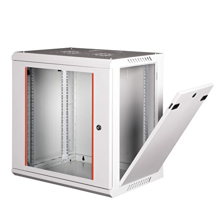 LANDE - 12U 19" Duvar Tipi Rack Kabinet – Genişlik: 600 mm | Derinlik: 450 mm – Açık Gri (Demonte)