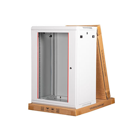 LANDE - 18U 19" Duvar Tipi Rack Kabinet – Genişlik: 600 mm | Derinlik: 450 mm – Açık Gri (Demonte)