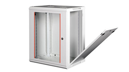 LANDE - 18U 19" Duvar Tipi Rack Kabinet – Genişlik: 600 mm | Derinlik: 450 mm – Açık Gri (Demonte)