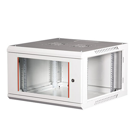 LANDE - 6U 19" Duvar Tipi Rack Kabinet – Genişlik: 600 mm | Derinlik: 600 mm – Açık Gri (Demonte)