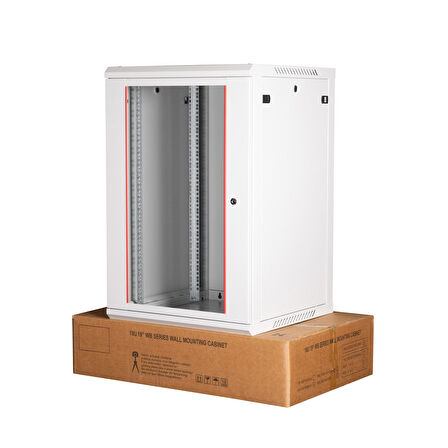 LANDE - 18U 19" Duvar Tipi Rack Kabinet – Genişlik: 600 mm | Derinlik: 600 mm – Açık Gri (Demonte)