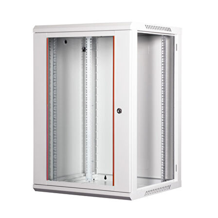 LANDE - 18U 19" Duvar Tipi Rack Kabinet – Genişlik: 600 mm | Derinlik: 600 mm – Açık Gri (Demonte)