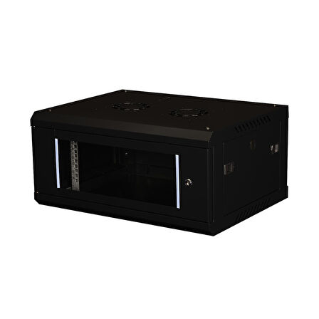 LANDE - 4U 19" Duvar Tipi Rack Kabinet – Genişlik: 600 mm | Derinlik: 450 mm – Siyah (Demonte)