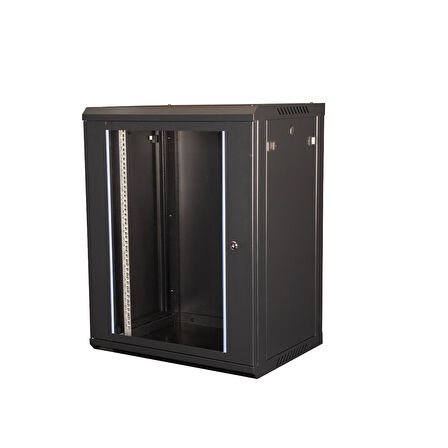 LANDE - 15U 19" Duvar Tipi Rack Kabinet – Genişlik: 600 mm | Derinlik: 450 mm – Siyah (Demonte)