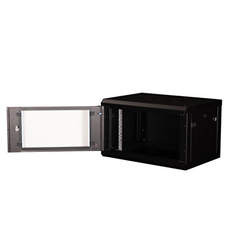 LANDE - 6U 19" Duvar Tipi Rack Kabinet – Genişlik: 600 mm | Derinlik: 600 mm – Siyah (Demonte)