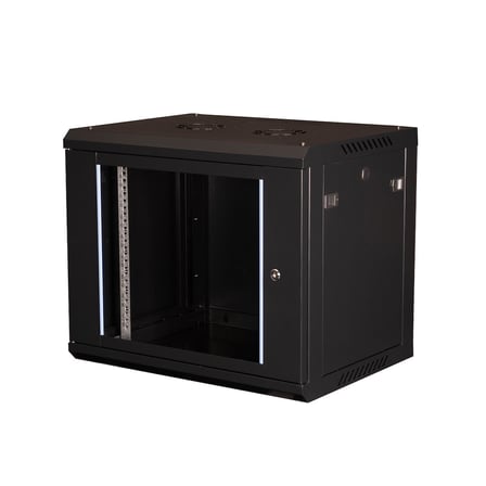 LANDE - 9U 19" Duvar Tipi Rack Kabinet – Genişlik: 600 mm | Derinlik: 600 mm – Siyah (Demonte)