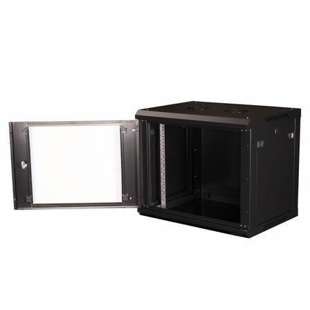 LANDE - 9U 19" Duvar Tipi Rack Kabinet – Genişlik: 600 mm | Derinlik: 600 mm – Siyah (Demonte)