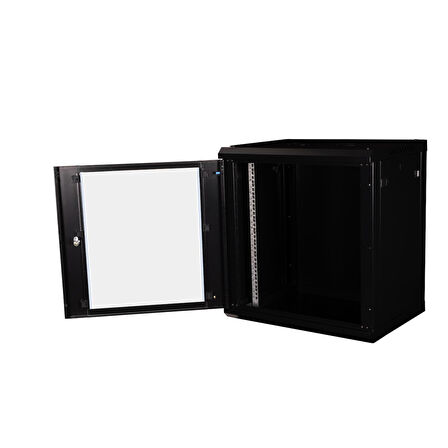LANDE - 12U 19" Duvar Tipi Rack Kabinet – Genişlik: 600 mm | Derinlik: 600 mm – Siyah (Demonte)
