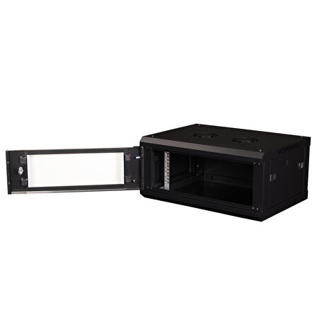 LANDE - 4U 19" Duvar Tipi Rack Kabinet – Genişlik: 600 mm | Derinlik: 450 mm – Siyah