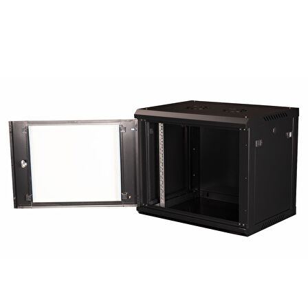 LANDE - 9U 19" Duvar Tipi Rack Kabinet – Genişlik: 600 mm | Derinlik: 450 mm – Siyah