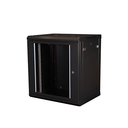 LANDE - 12U 19" Duvar Tipi Rack Kabinet – Genişlik: 600 mm | Derinlik: 450 mm – Siyah