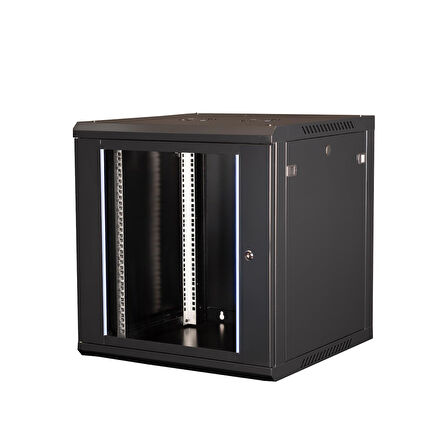 LANDE - 12U 19" Duvar Tipi Rack Kabinet – Genişlik: 600 mm | Derinlik: 600 mm – Siyah