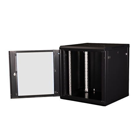 LANDE - 12U 19" Duvar Tipi Rack Kabinet – Genişlik: 600 mm | Derinlik: 600 mm – Siyah