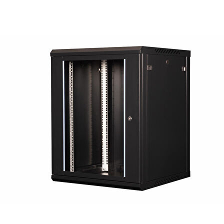 LANDE - 15U 19" Duvar Tipi Rack Kabinet – Genişlik: 600 mm | Derinlik: 600 mm – Siyah