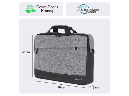 mack mce-1111 14.1" unicity eco laptop çantası gri
