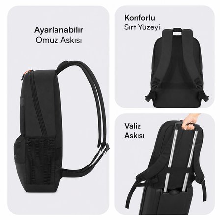 MACK MCC-1622 16 PAX Line Notebook Sırt Çantası Siyah