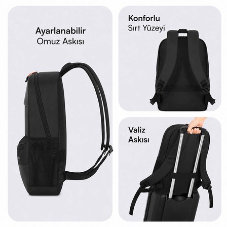 MACK MCC-1623 16 PAX Motion Notebook Sırt Çantası Siyah