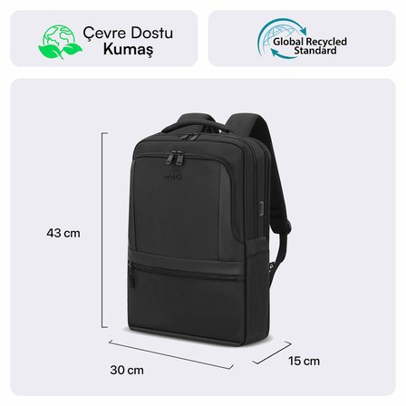 MACK MCE-1212 16 OFFICE Pro-3 Eco Notebook Sırt Çantası Siyah