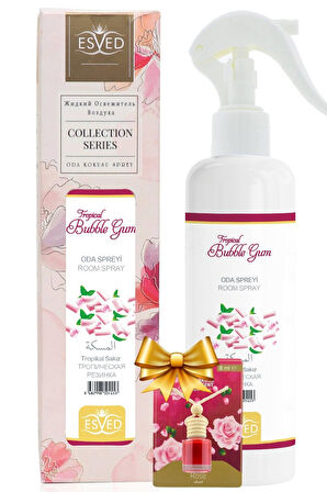 Tropikal Sakız Kokusu Sprey 400Ml. Gül Kokusu Araba Kokusu 8Ml. Hediyeli