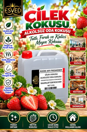 Çilek Kokusu Alkolsüz Ofis Ve işyeri Kokusu 5 Litre