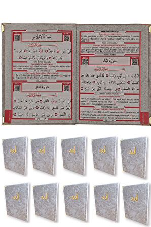 Kadife Kaplı Yasin Kitabı Çanta Boy 12 cm x 17 cm 80 Sayfa 10 Adet Gri Renk