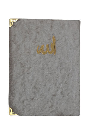 Kadife Kaplı Yasin Kitabı Çanta Boy 12 cm x 17 cm 80 Sayfa 10 Adet Gri Renk