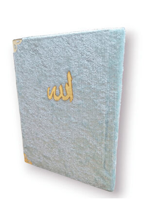 Kadife Kaplı Yasin Kitabı Çanta Boy 12 cm x 17 cm 80 Sayfa 10 Adet Mavi Renk