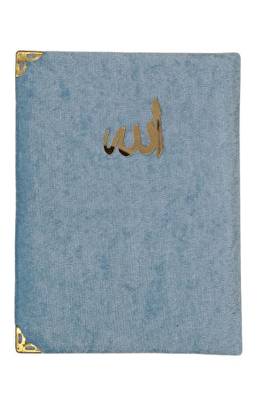 Kadife Kaplı Yasin Kitabı Çanta Boy 12 cm x 17 cm 80 Sayfa 10 Adet Mavi Renk