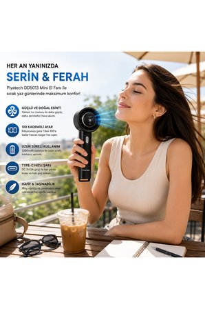 DD5013 Dijital Göstergeli Ultra Yüksek Hızlı Mini El Fanı 100 Vites Ayarlı Taşınabilir Nesil Usb Vantilatör