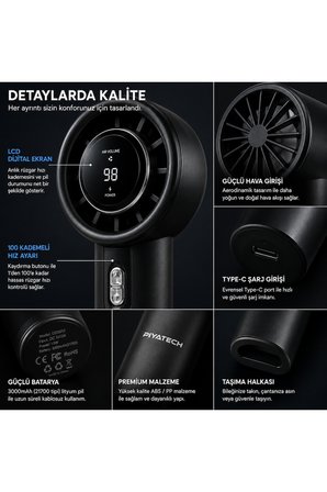DD5013 Dijital Göstergeli Ultra Yüksek Hızlı Mini El Fanı 100 Vites Ayarlı Taşınabilir Nesil Usb Vantilatör