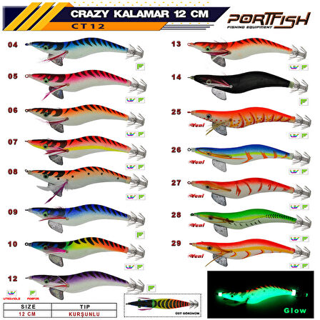 KURŞUNLU KALAMAR ZOKASI Portfish Crazy 12CM RENK:05