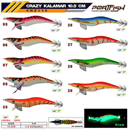 Portfish Crazy Kalamar Zokası 3 gr Kurşunlu 10,5 cm