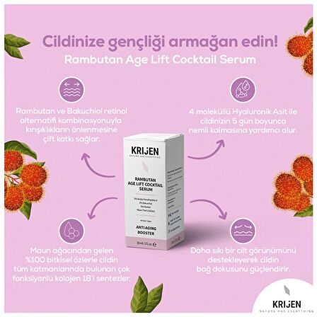 Rambutan Age Lift Cocktail Serum | Acetyl HexaPeptide-8 %3 + Bakuchiol %2 + Maun Ağacı Ekstraktı