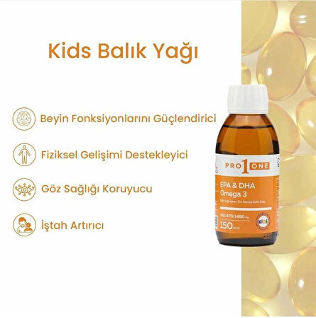 PRO1ONE PRO 1 ONE KIDS Balık Yağı İçeren Sıvı Takviye Edici Gıda