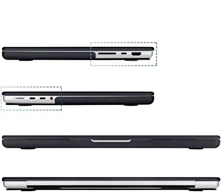 Codegen Apple 14" Macbook Pro M1 A2442 Siyah Kılıf Koruyucu Kapak