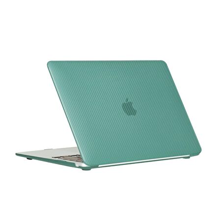 Codegen Apple 13" Macbook Air A1932 A2179 A2337 Su Yeşili Carbon Fiber Dizayn Kılıf Koruyucu Kapak CMATF-133GR