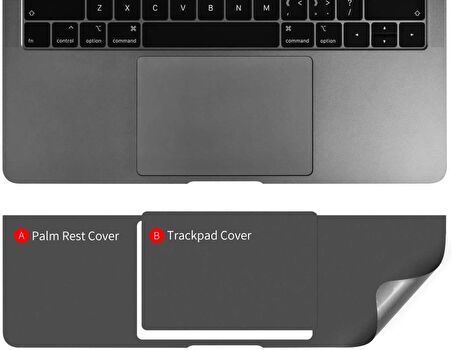 Codegen Apple 13" Macbook Pro A1706 A1708 A1989 A2159 A2338 Space Gray Trackpad Koruyucu Sticker Etiket