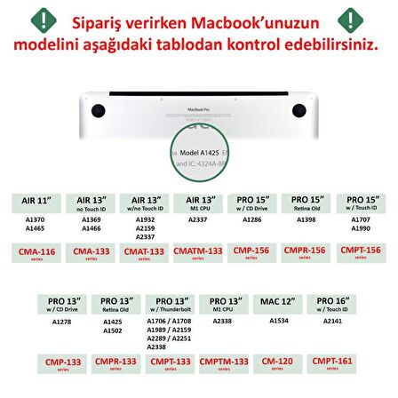 Apple 13" Macbook Pro M2 A2686 Mavi Mermer Kılıf Koruyucu + Ekran Filmi CMPTM2-133BM