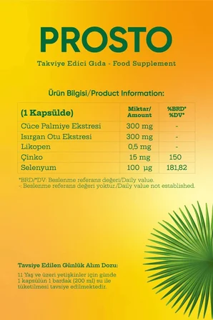 MDC Prosto (Saw Palmetto, Isırgan Otu, Likopen, Çinko, Selenyum) 30 Kapsül