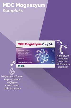 MDC Magnezyum Kompleks 220 Mg (L-TREONAT, BİSGLİSİNAT, MALAT, TAURAT) 30 Efervesan Saşe